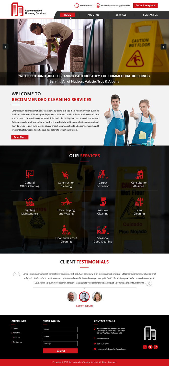 Web Design by rainbowdesign003 for Recommended Cleaning Services  | Design #13947094