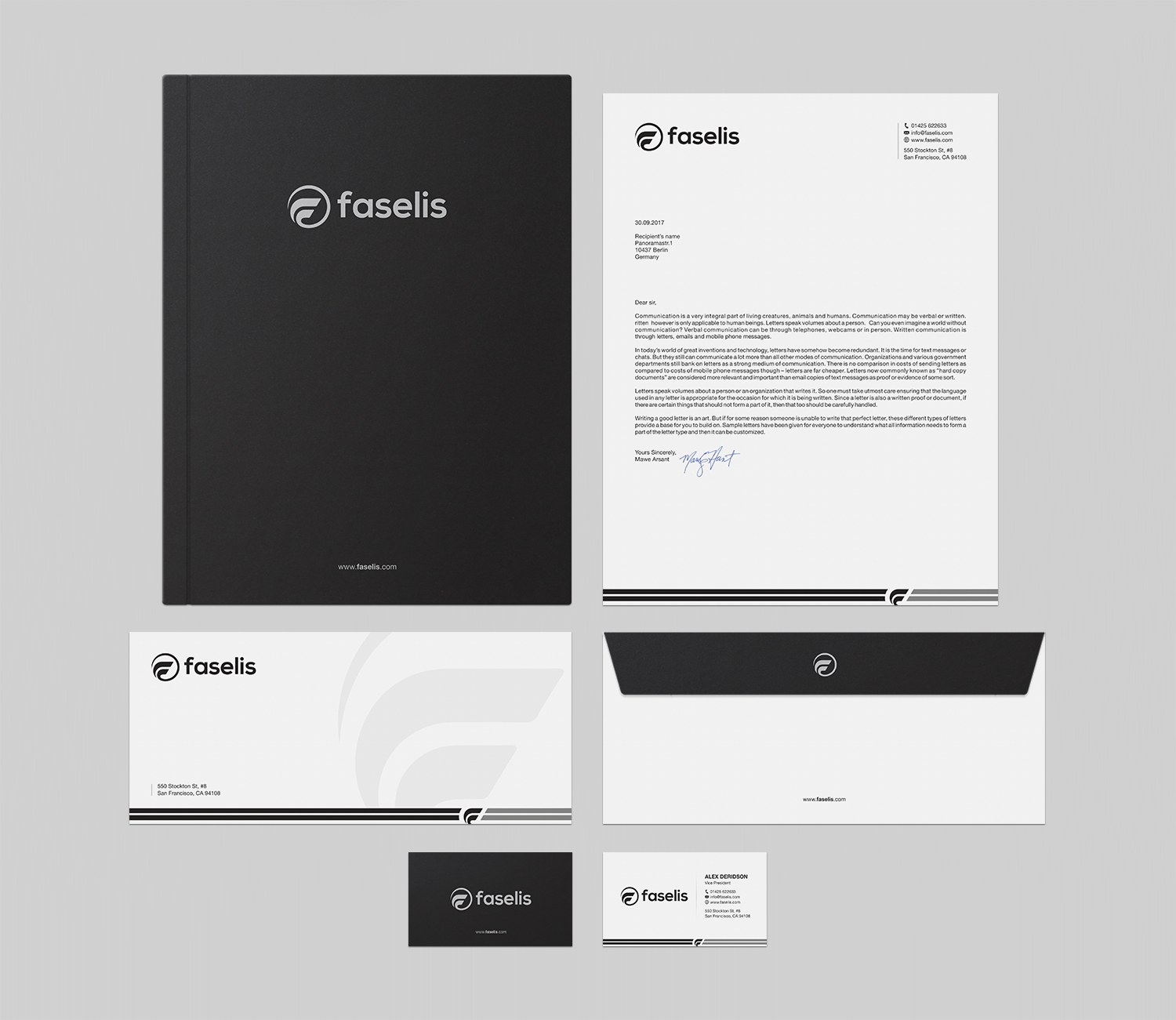 Stationery Design by logodentity for Faselis Veri Teknolojileri A.S. | Design #13936573