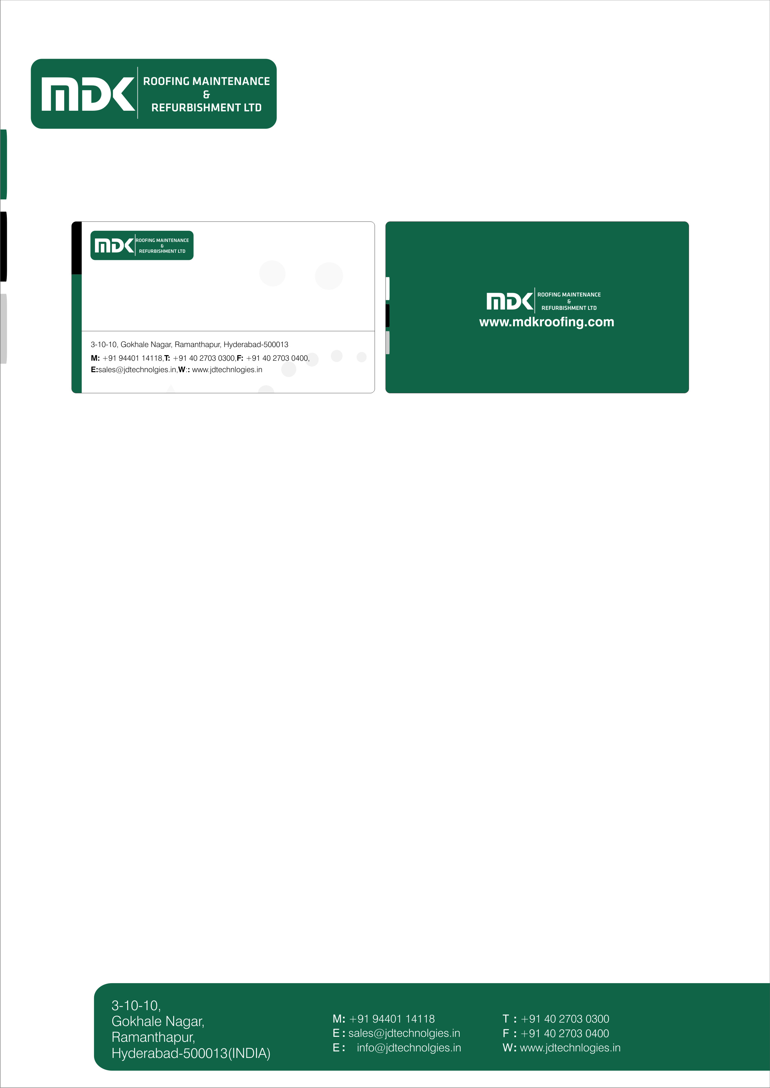 Diseño de Membrete por achanta advertising para MDK ROOFING MAINTENANCE & REFURBISHMENT LTD | Diseño #33809