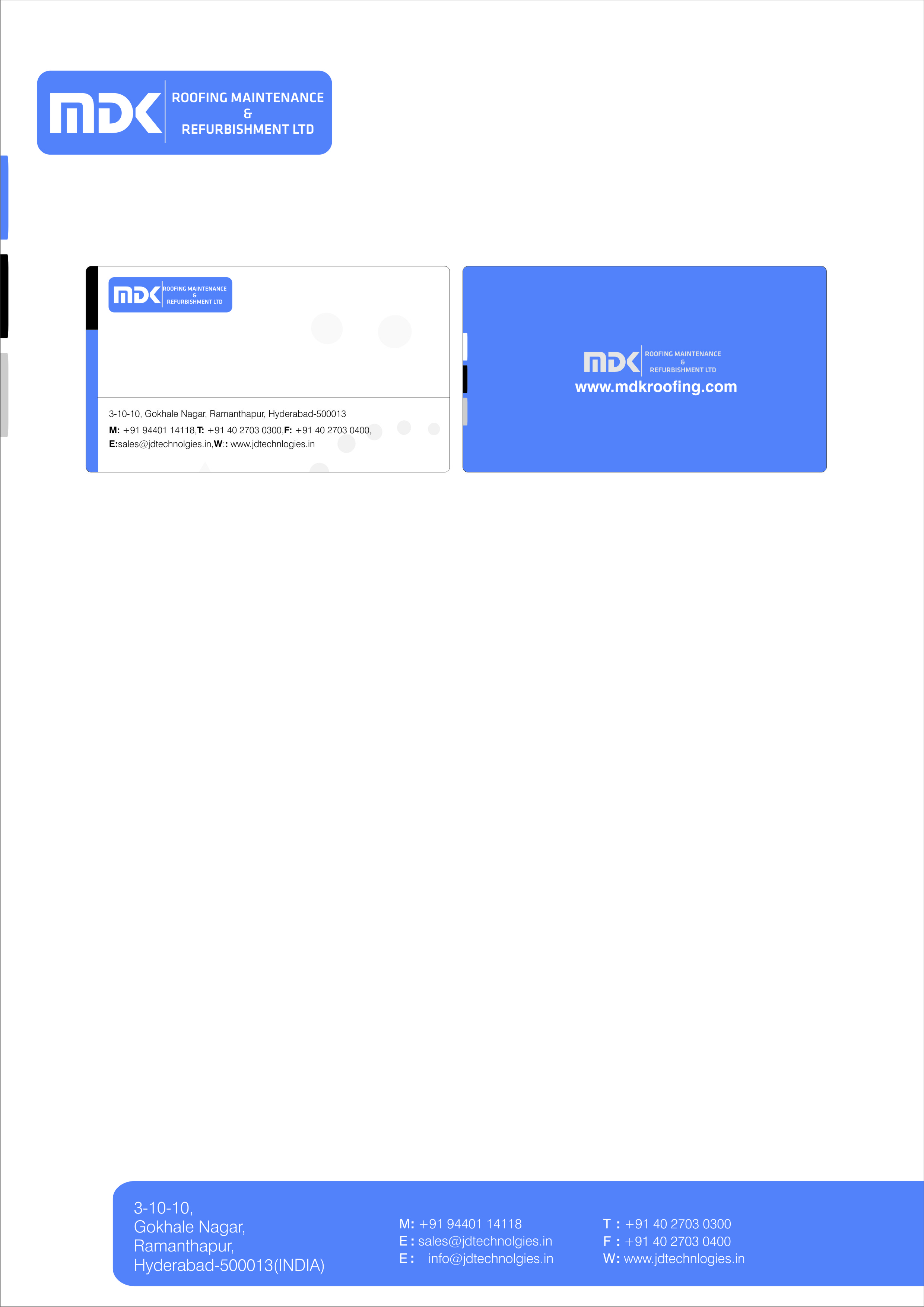 Letterhead Design by achanta advertising for MDK ROOFING MAINTENANCE & REFURBISHMENT LTD | Design #33810