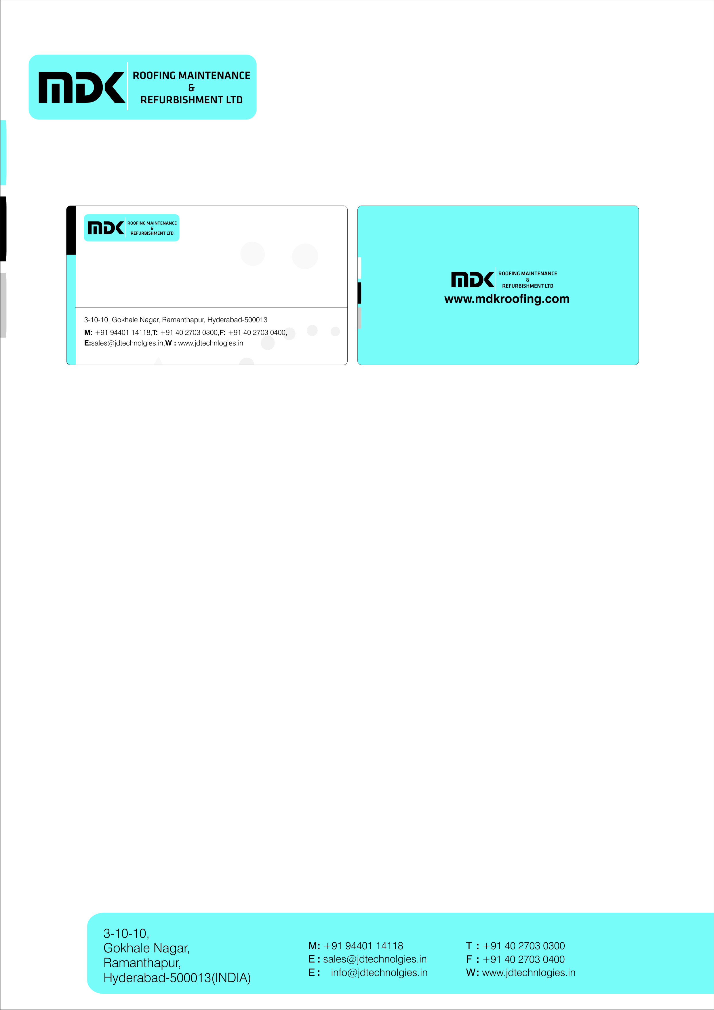 Letterhead Design by achanta advertising for MDK ROOFING MAINTENANCE & REFURBISHMENT LTD | Design #33811