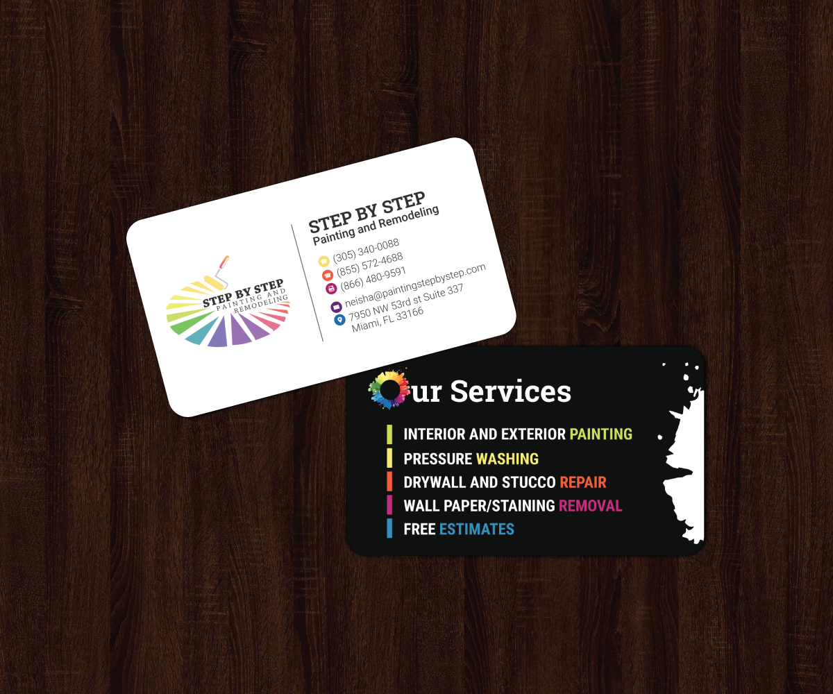 Business Card Design by JK18 for Step by Step Painting and Remodeling  | Design #13935227