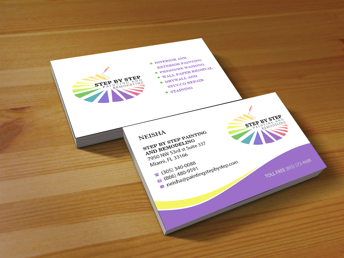 Business Card Design by Creations Box 2015 for Step by Step Painting and Remodeling  | Design #13932288