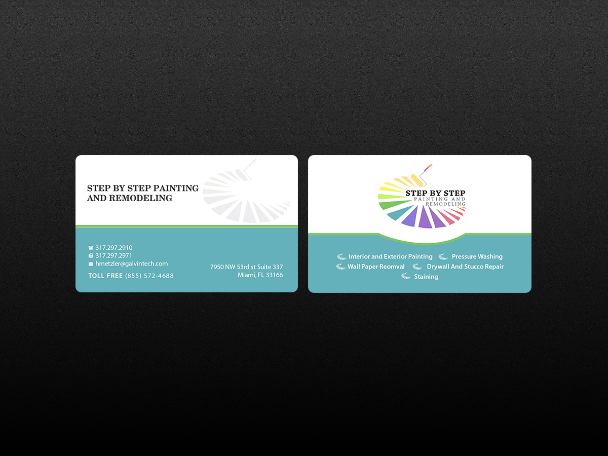 Business Card Design by Creations Box 2015 for Step by Step Painting and Remodeling  | Design #13932289