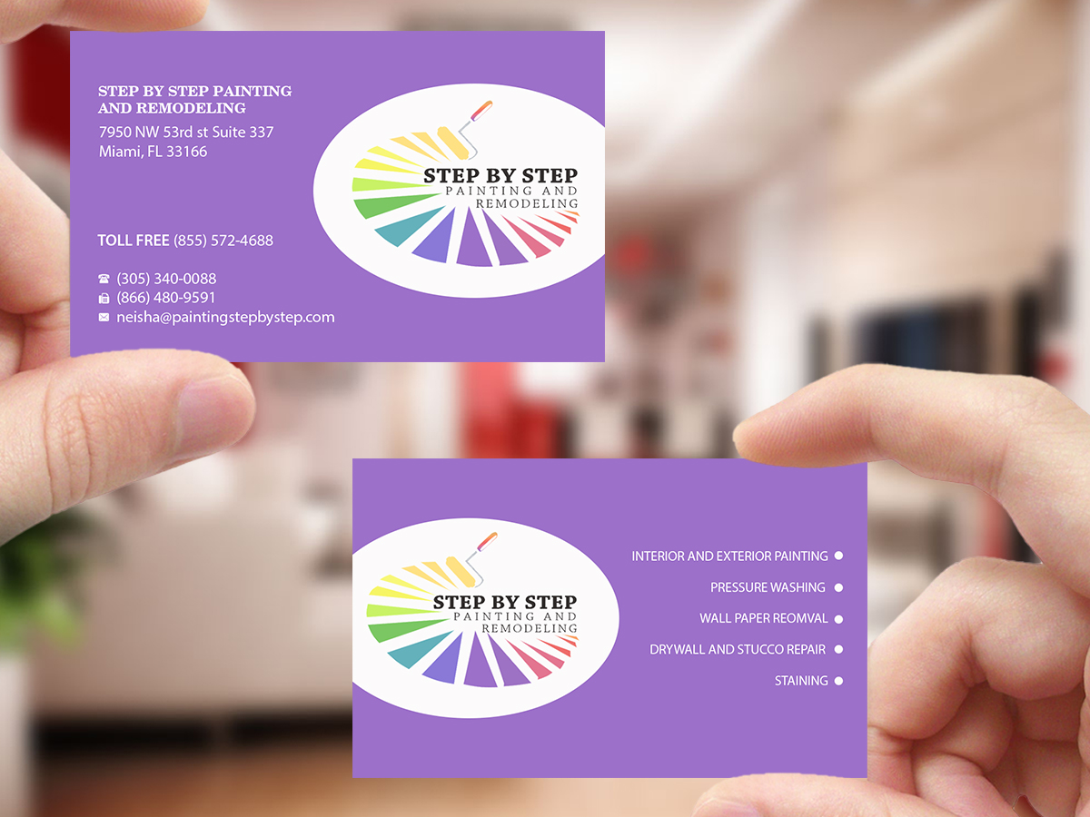 Business Card Design by Creations Box 2015 for Step by Step Painting and Remodeling  | Design #13932296