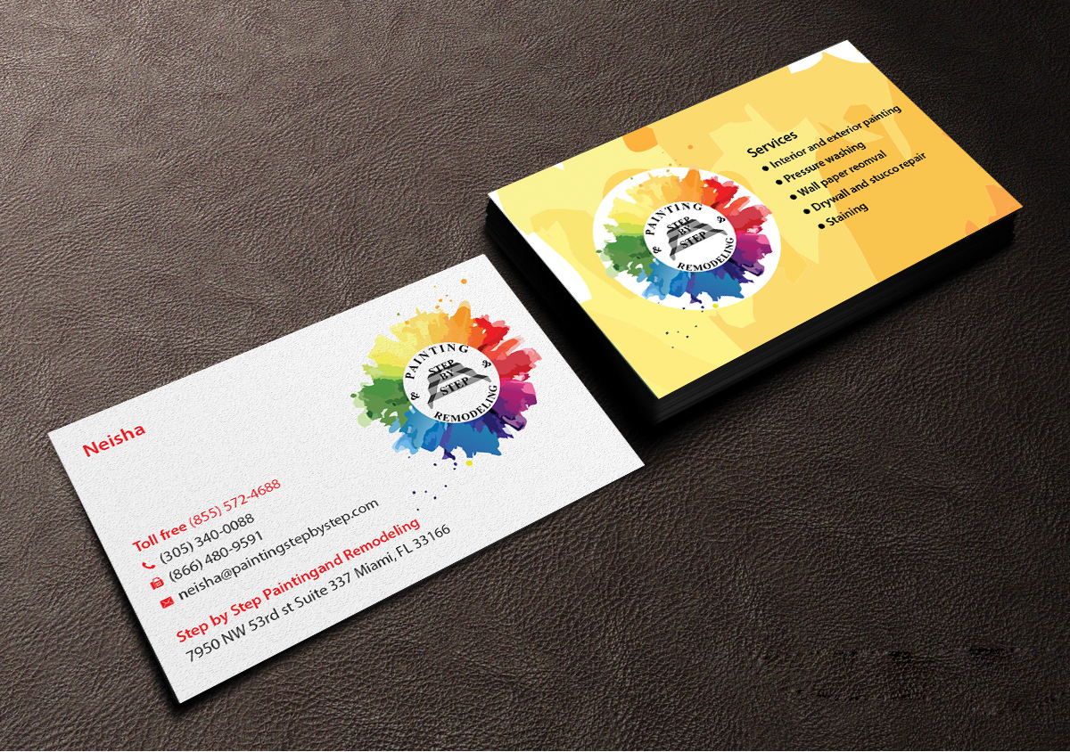 Business Card Design by Creations Box 2015 for Step by Step Painting and Remodeling  | Design #13954460