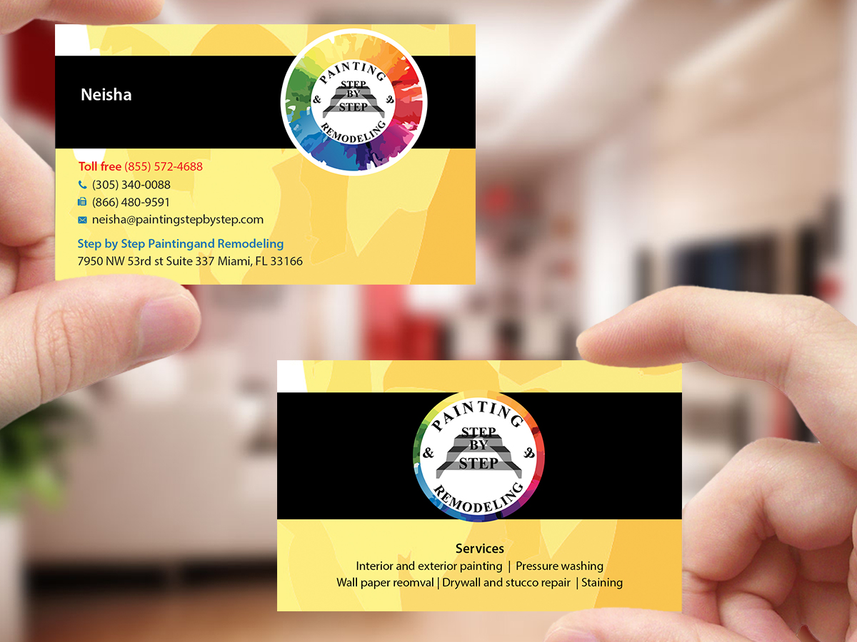 Business Card Design by Creations Box 2015 for Step by Step Painting and Remodeling  | Design #13954468