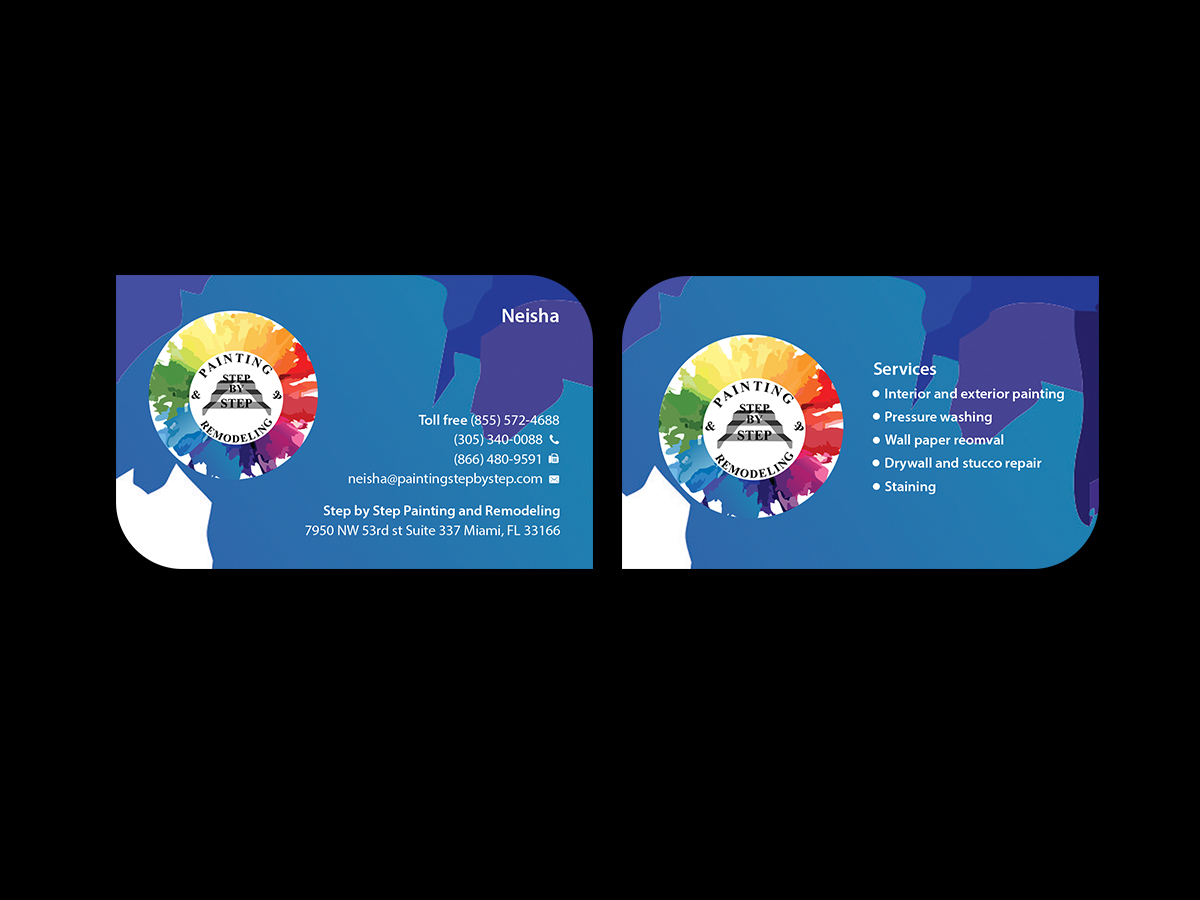 Business Card Design by Creations Box 2015 for Step by Step Painting and Remodeling  | Design #13954469
