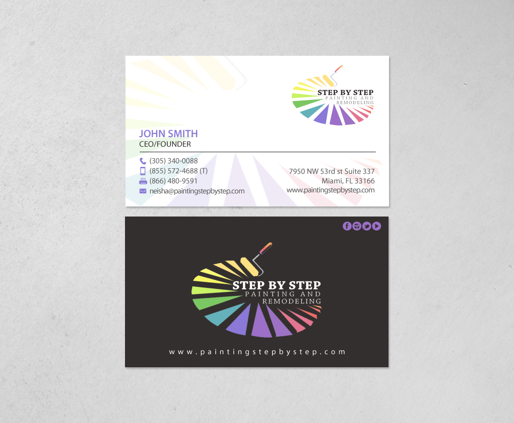 Business Card Design by chandrayaan.creative for Step by Step Painting and Remodeling  | Design #13927092