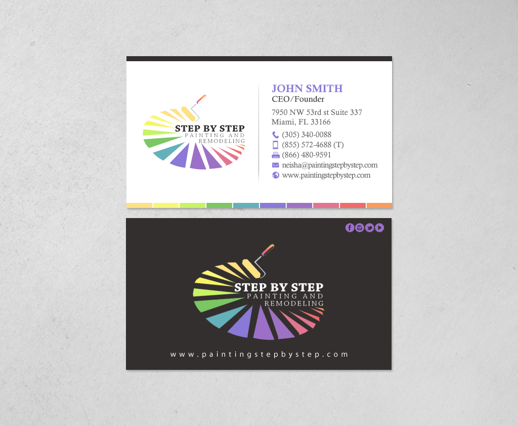 Business Card Design by chandrayaan.creative for Step by Step Painting and Remodeling  | Design #13927101