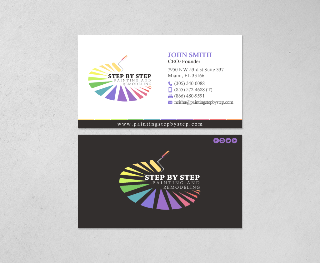 Business Card Design by chandrayaan.creative for Step by Step Painting and Remodeling  | Design #13927102