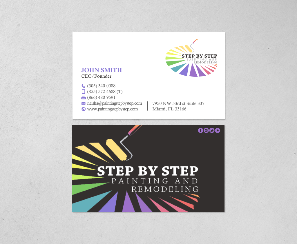 Business Card Design by chandrayaan.creative for Step by Step Painting and Remodeling  | Design #13927130