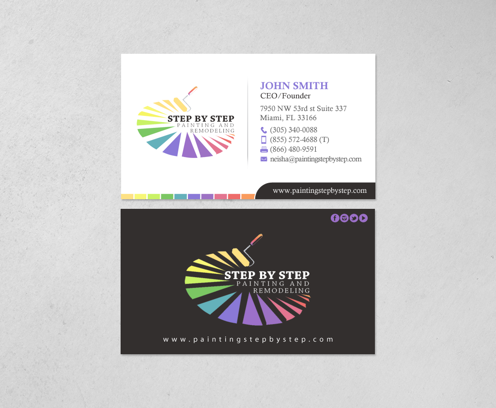 Business Card Design by chandrayaan.creative for Step by Step Painting and Remodeling  | Design #13927133