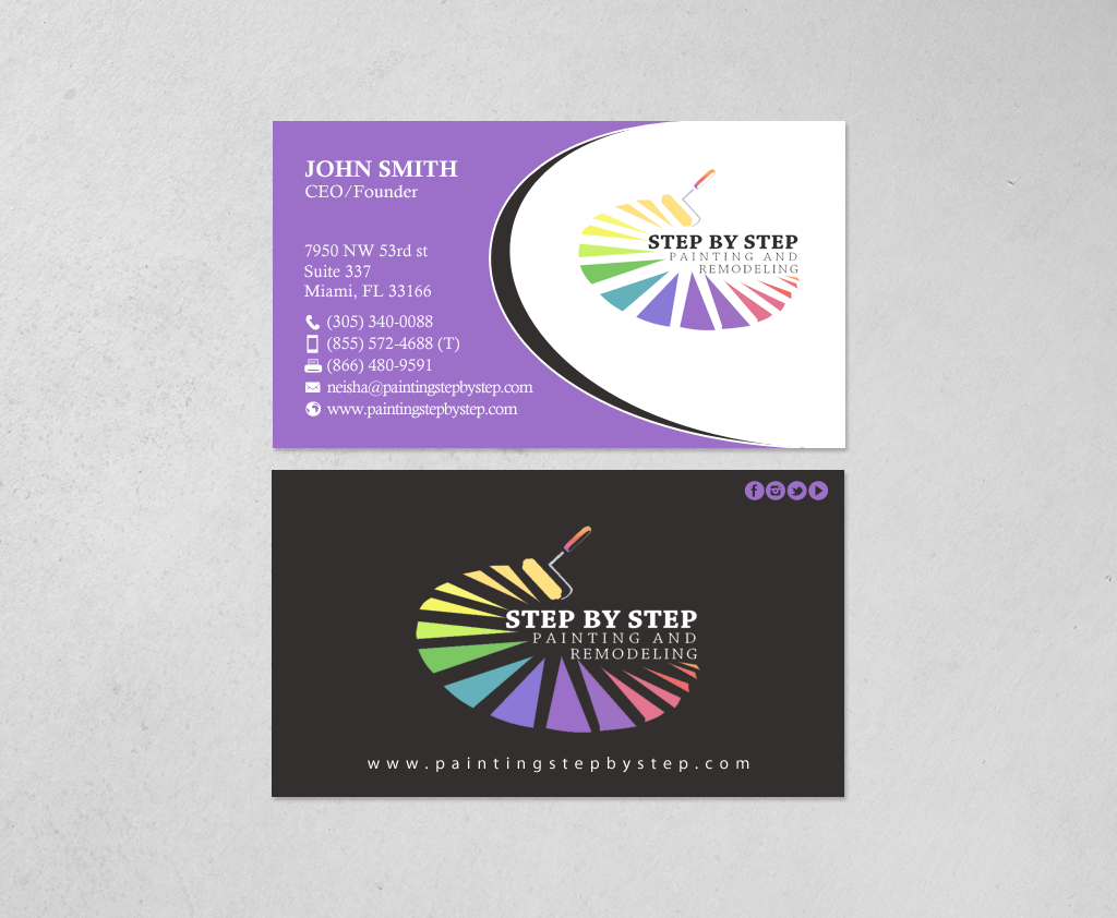 Business Card Design by chandrayaan.creative for Step by Step Painting and Remodeling  | Design #13927149