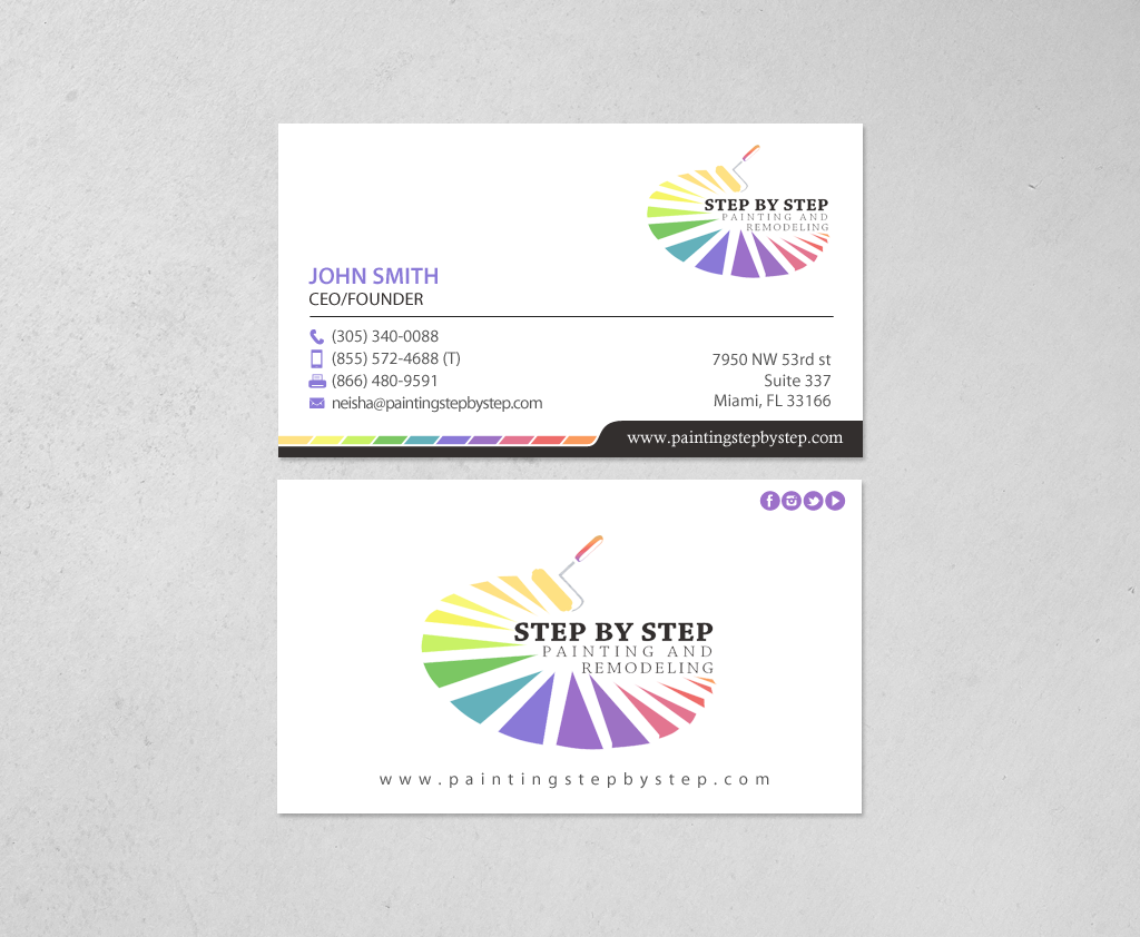 Business Card Design by chandrayaan.creative for Step by Step Painting and Remodeling  | Design #13927151