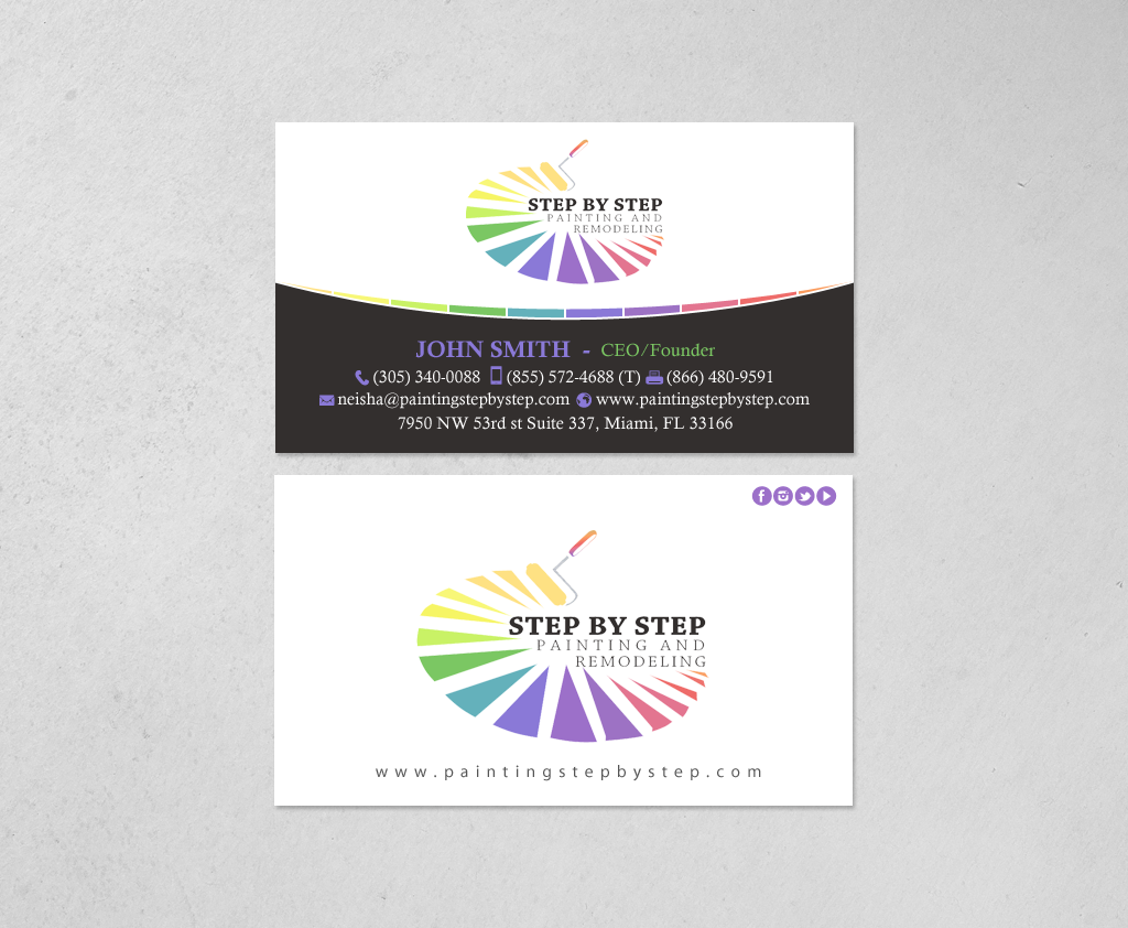 Business Card Design by chandrayaan.creative for Step by Step Painting and Remodeling  | Design #13927165
