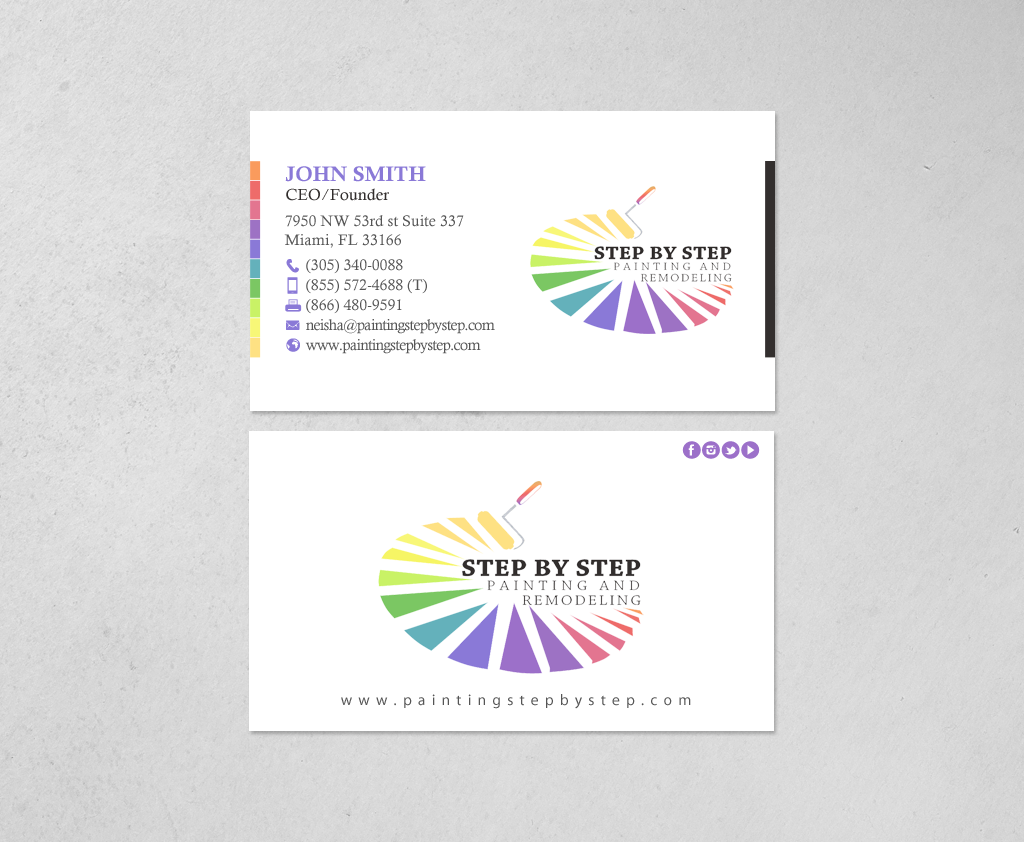 Business Card Design by chandrayaan.creative for Step by Step Painting and Remodeling  | Design #13927177
