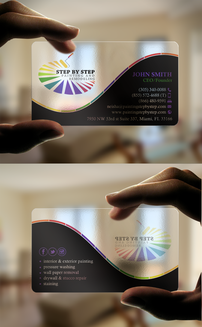 Business Card Design by chandrayaan.creative for Step by Step Painting and Remodeling  | Design #14000504