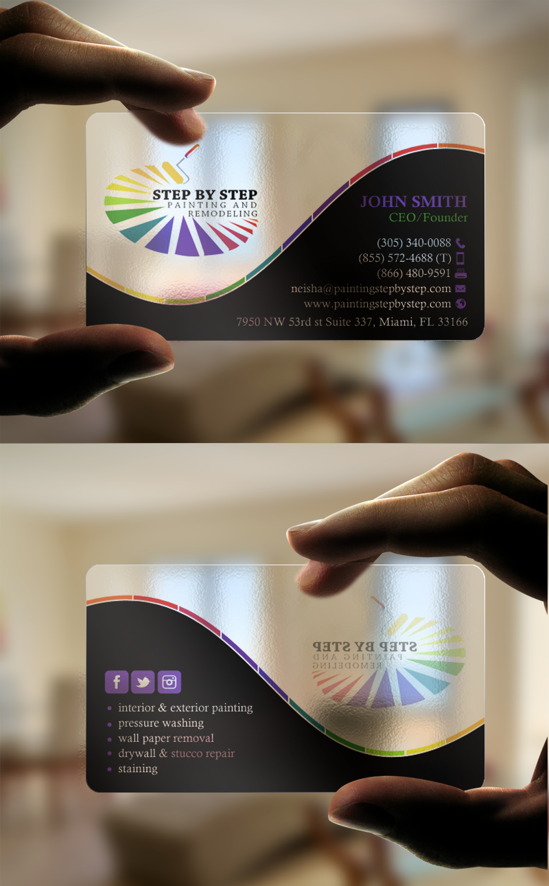 Business Card Design by chandrayaan.creative for Step by Step Painting and Remodeling  | Design #14000505