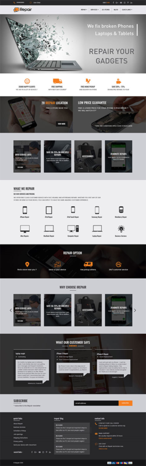 1 Home page redesign for existing repair service site.