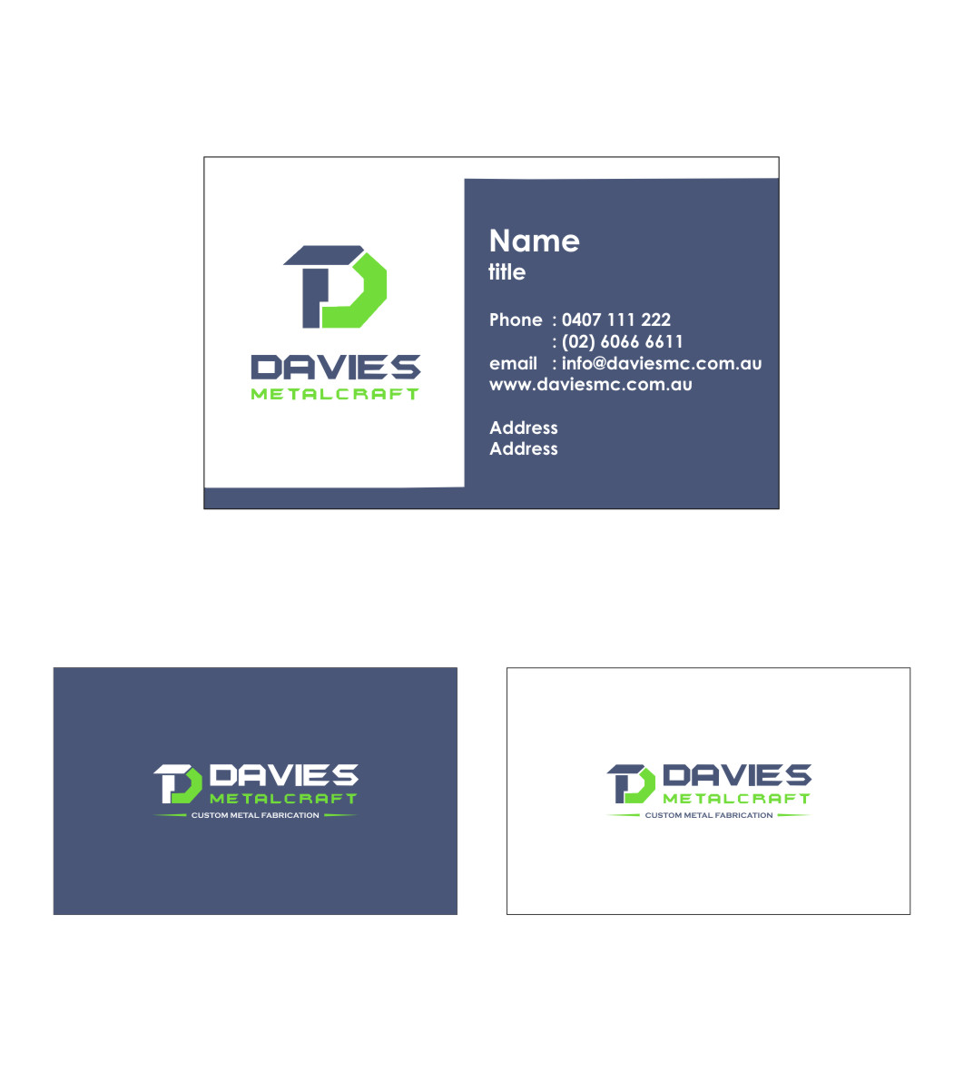 Business Card Design by RD Creative for Davies Metalcraft | Design #14012131