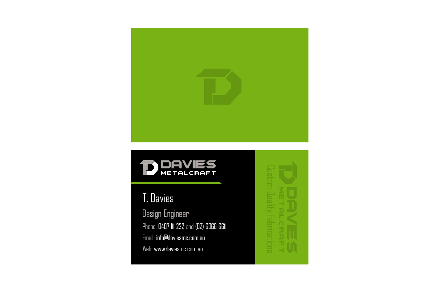 Business Card Design by Cyan Designs for Davies Metalcraft | Design #13958061