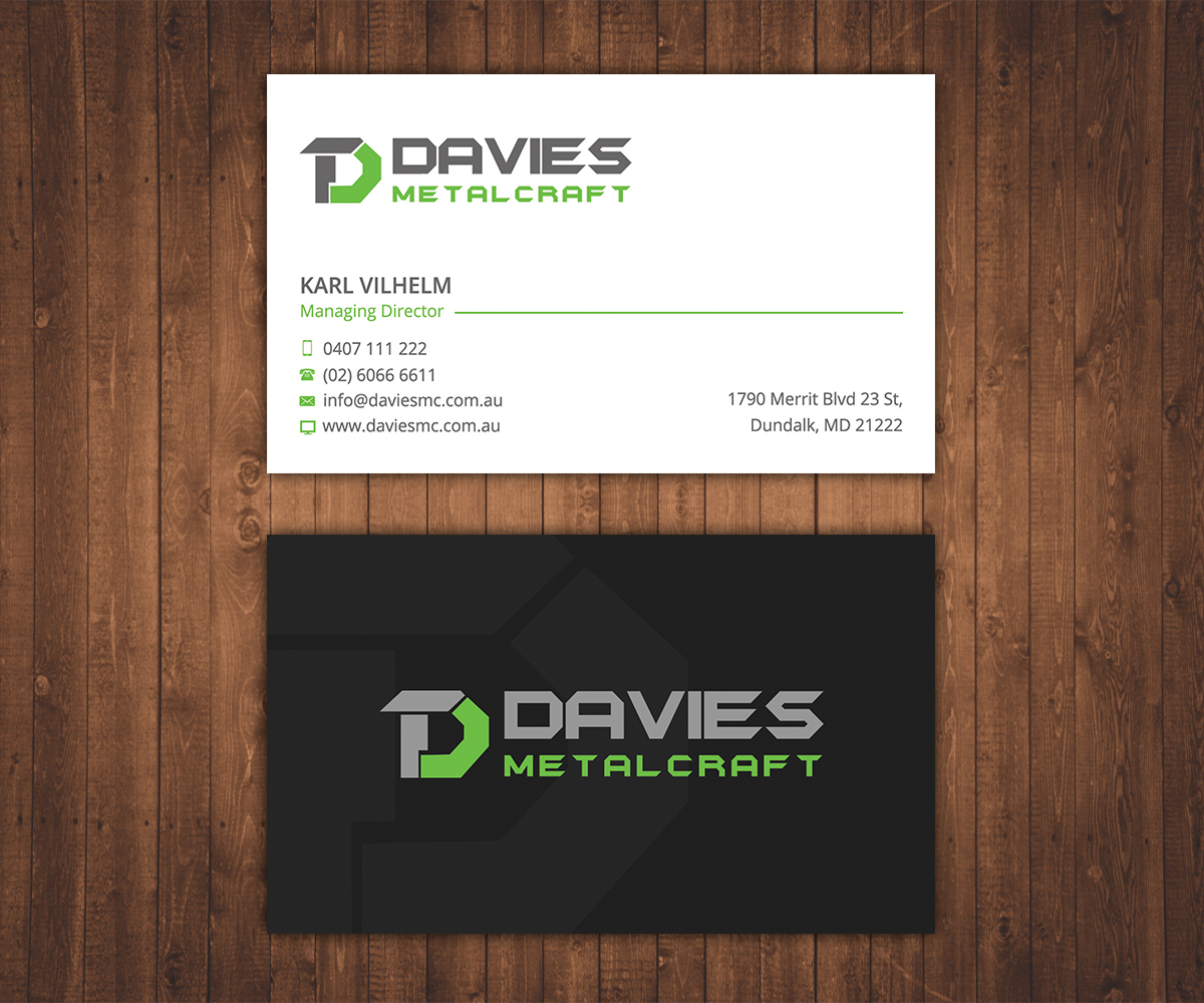 Design de Carte de Visite par Stylez Designz pour Davies Metalcraft | Design #13981823