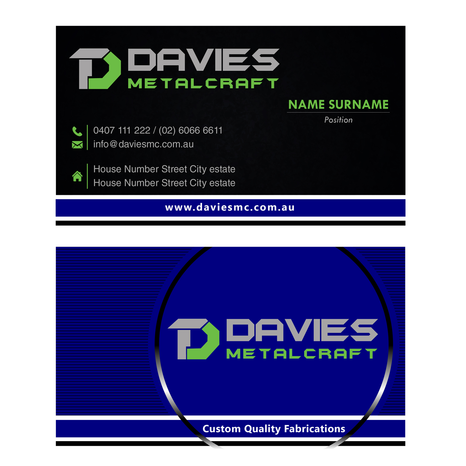 Business Card Design by hernandezpeterpaul for Davies Metalcraft | Design #13972420