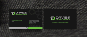 Business Card Design by Designs 2019 for Davies Metalcraft | Design: #13974033