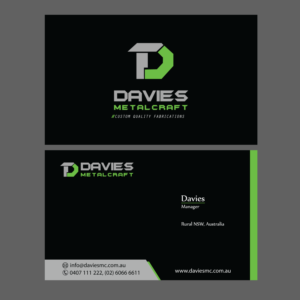 Business Card Design by St_Miracle for Davies Metalcraft | Design: #13975357
