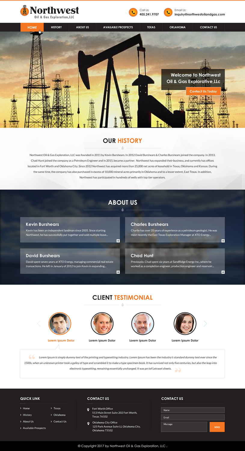 Web Design par jdv pour Northwest Oil & Gas Exploration, LLC | Design #13979795