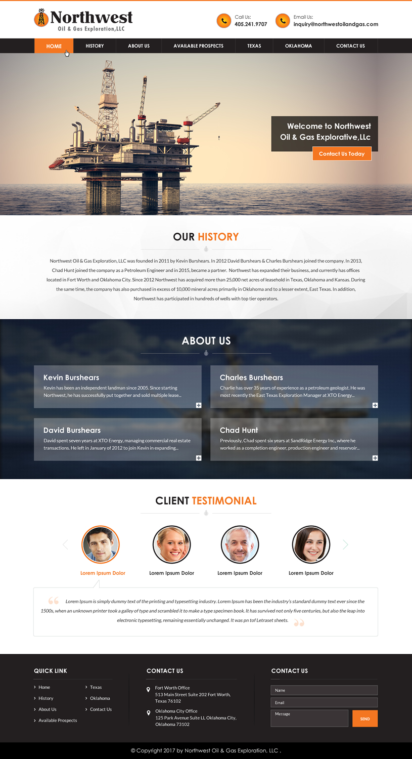 Web Design par jdv pour Northwest Oil & Gas Exploration, LLC | Design #13979796