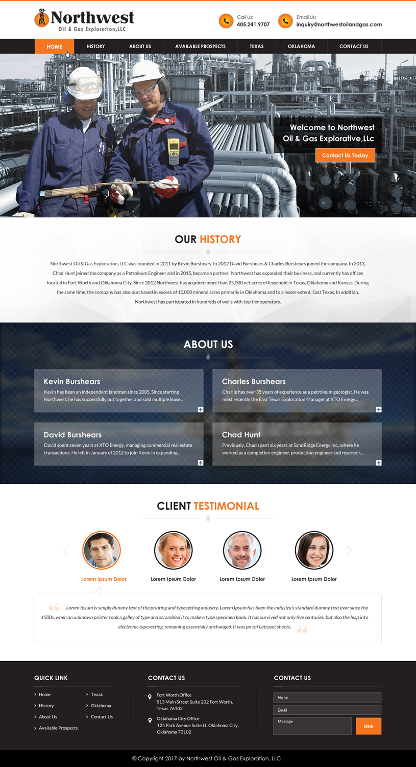 Web Design par jdv pour Northwest Oil & Gas Exploration, LLC | Design #13979798