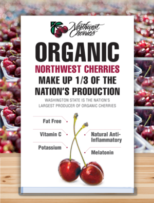 Northwest Cherries Organic Cherry POS card 7x11 | Diseño de Flyer por - SWING -