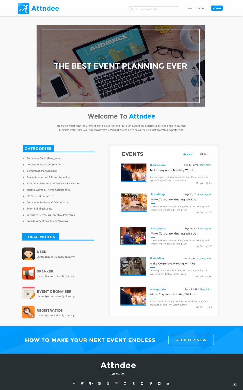 Web Design par pb pour Attndee | Design #14019450