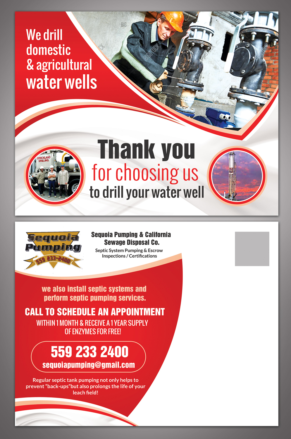 Postcard Design by debdesign for sequoia pumping | Design #13990164