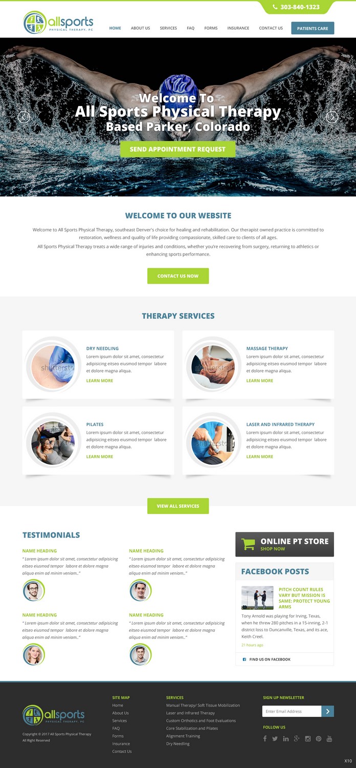 Wordpress Design by pb for All Sports Physical Therapy | Design #14019439
