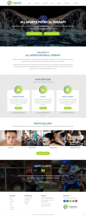 Wordpress Design by pb for All Sports Physical Therapy | Design: #14032256