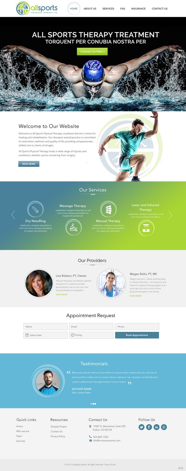 Wordpress Design by pb for All Sports Physical Therapy | Design #14032258