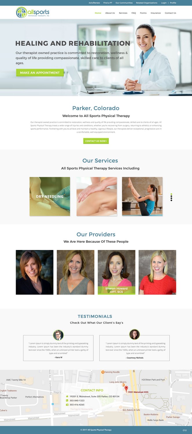 WordPress-Design von pb für All Sports Physical Therapy | Design #14071951