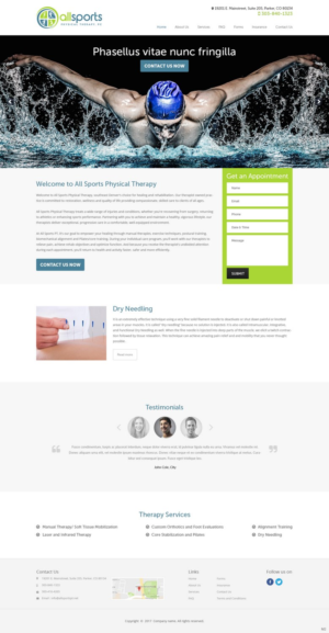 Wordpress Design by pb for All Sports Physical Therapy | Design: #14071953