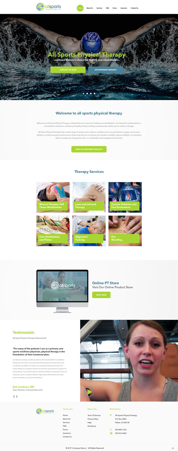 WordPress-Design von pb für All Sports Physical Therapy | Design #14071958