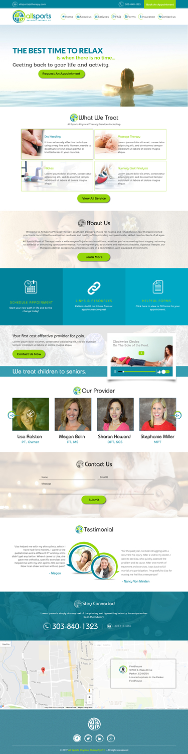 WordPress-Design von rightway für All Sports Physical Therapy | Design #14006549