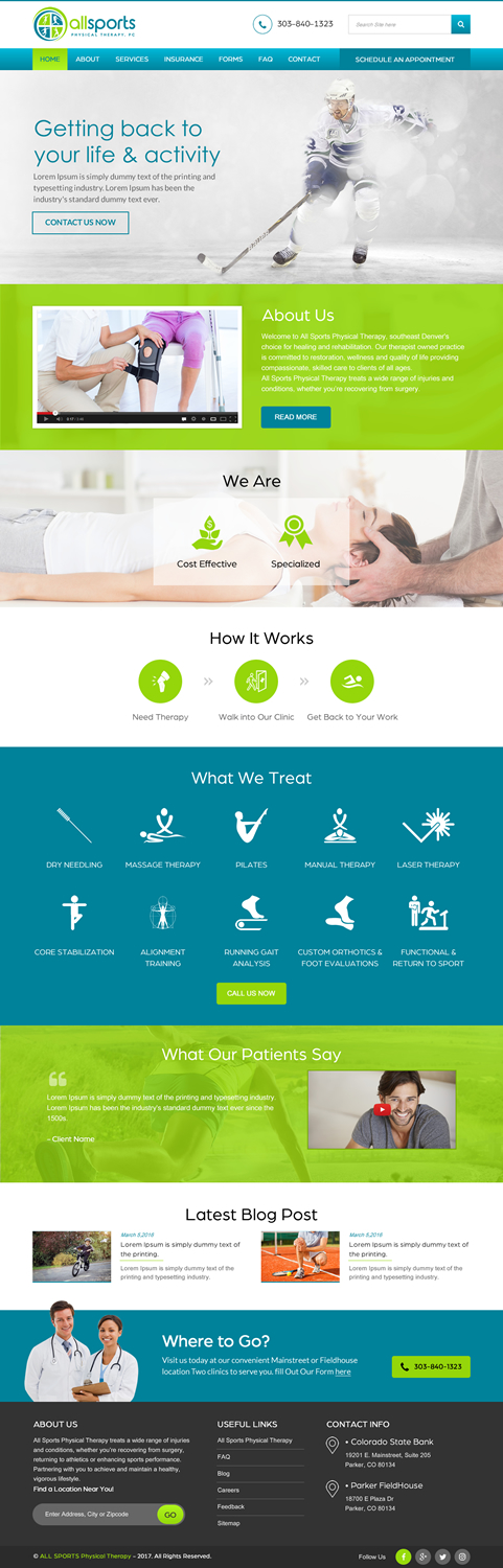 Design Wordpress par rightway pour All Sports Physical Therapy | Design #14006552