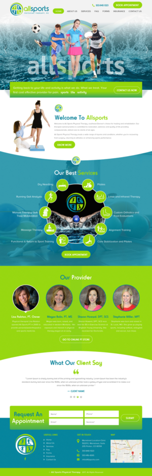 Wordpress Design by rightway for All Sports Physical Therapy | Design: #14006554