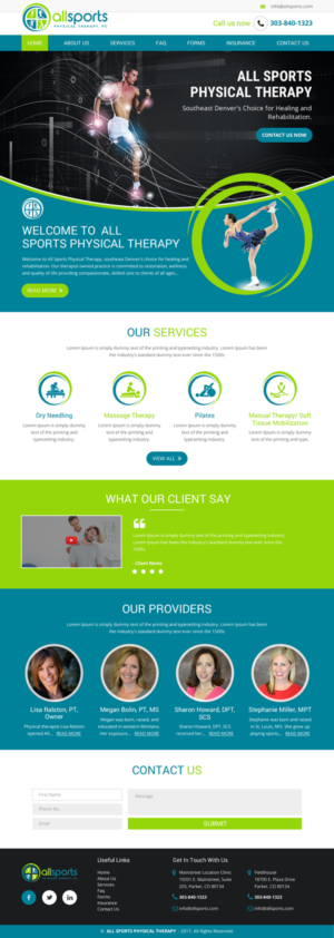 Wordpress Design by rightway for All Sports Physical Therapy | Design: #14006574
