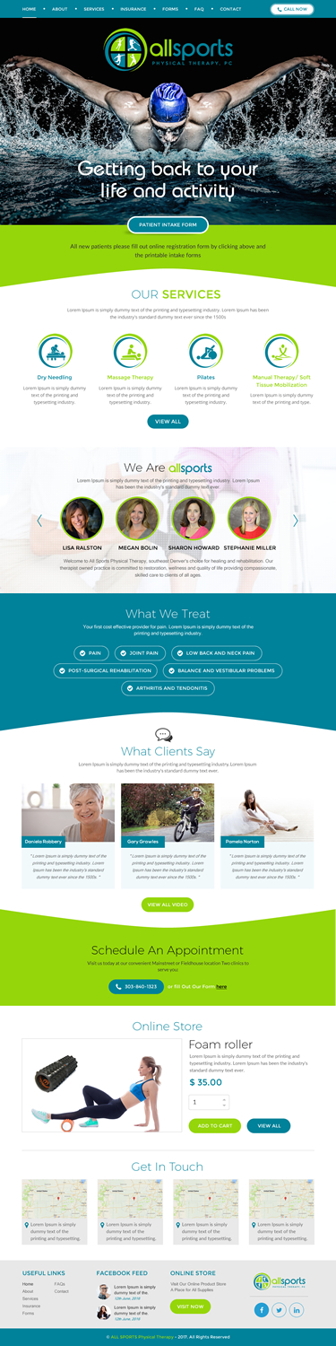WordPress-Design von rightway für All Sports Physical Therapy | Design #14191268