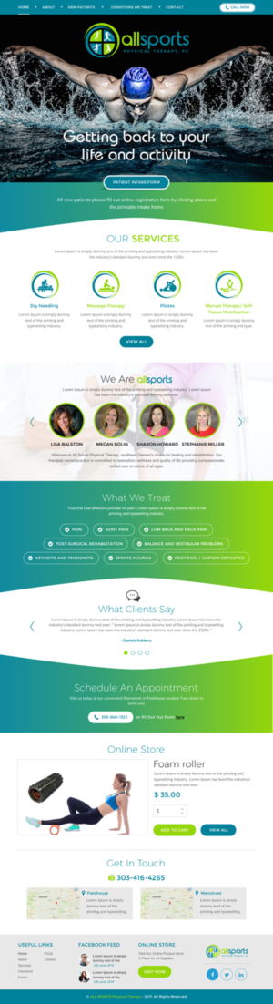 Wordpress Design by rightway for All Sports Physical Therapy | Design: #14197232