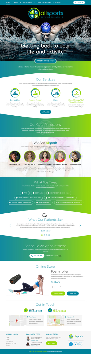 Wordpress Design by rightway for All Sports Physical Therapy | Design: #14200725