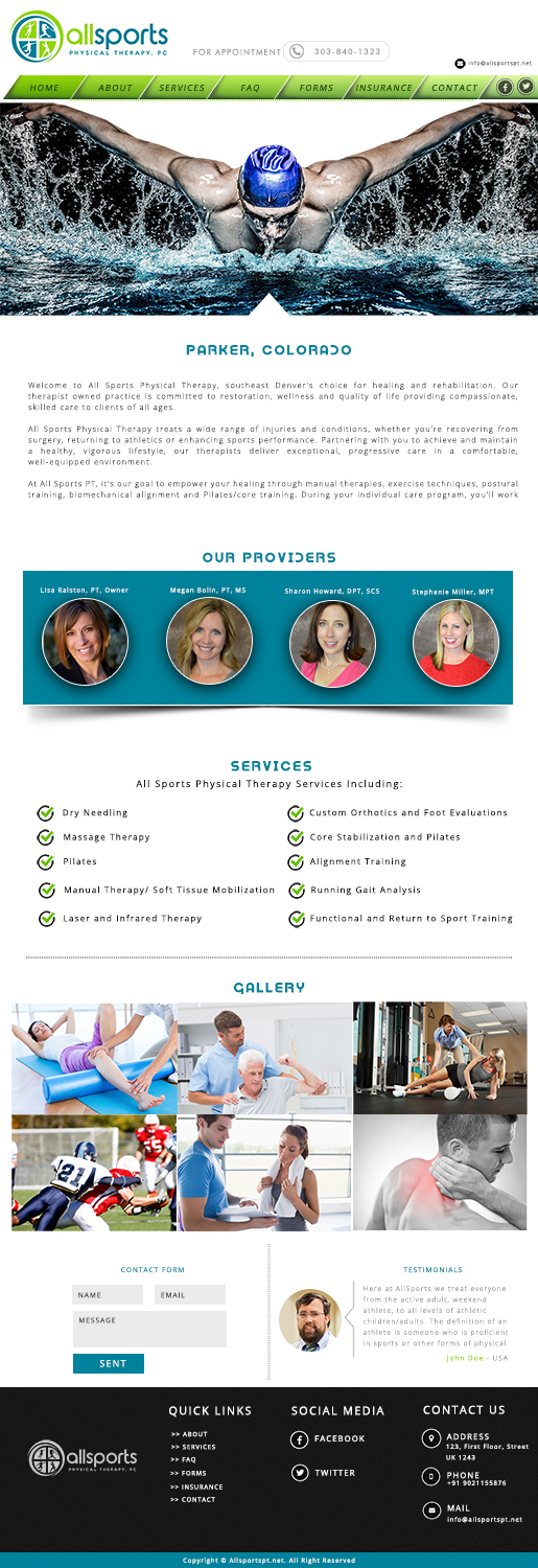 WordPress-Design von Waquar Ahmad für All Sports Physical Therapy | Design #14058696